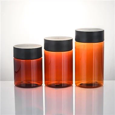 Pot marron en plastique PET avec couvercle givré